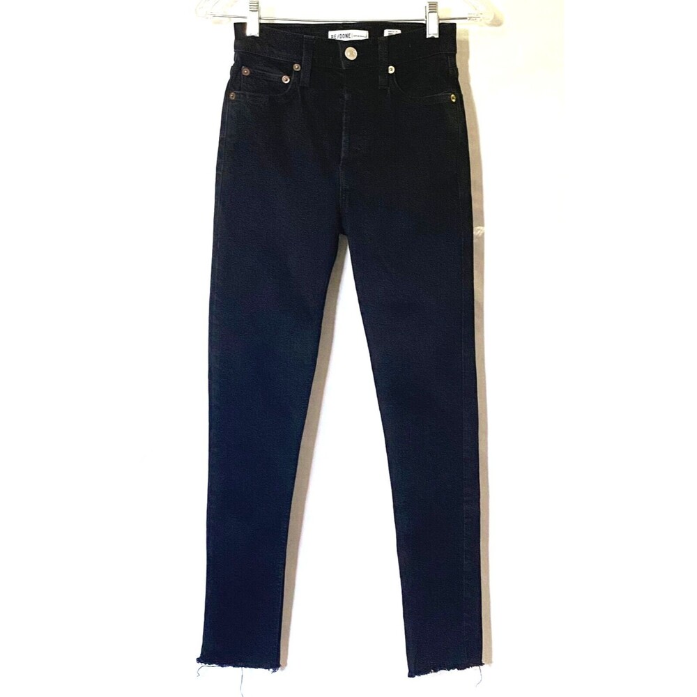 REDONE Originals Jeans Womens Size 24 Black Skinny Raw Hem Button Fly Stretch